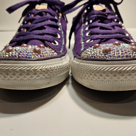 Custom Converse SZ 10 Pop Rock Star Prince Hall of Fame Chuck Taylor Low Tops - Picture 4 of 12